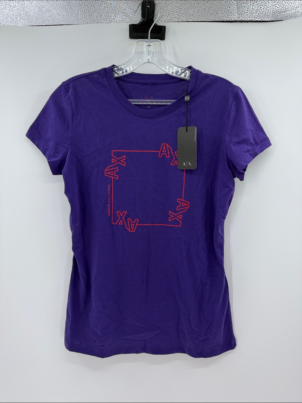 Armani Exchange Women's Short Sleeve Graphic Tee - Purple - Medium - NWT